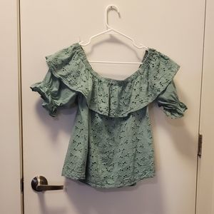 Eyelet off the shoulder top